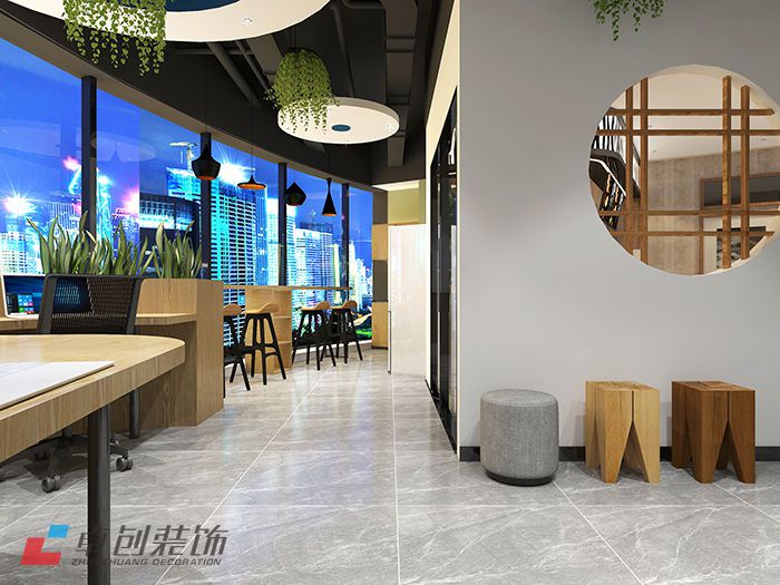 700平科技公司辦公室裝修休閑茶水區(qū)設計效果圖