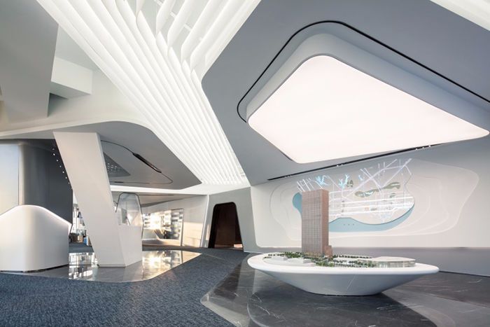 企業(yè)展廳裝修設(shè)計(jì)效果圖吊頂怎么設(shè)計(jì)大氣？